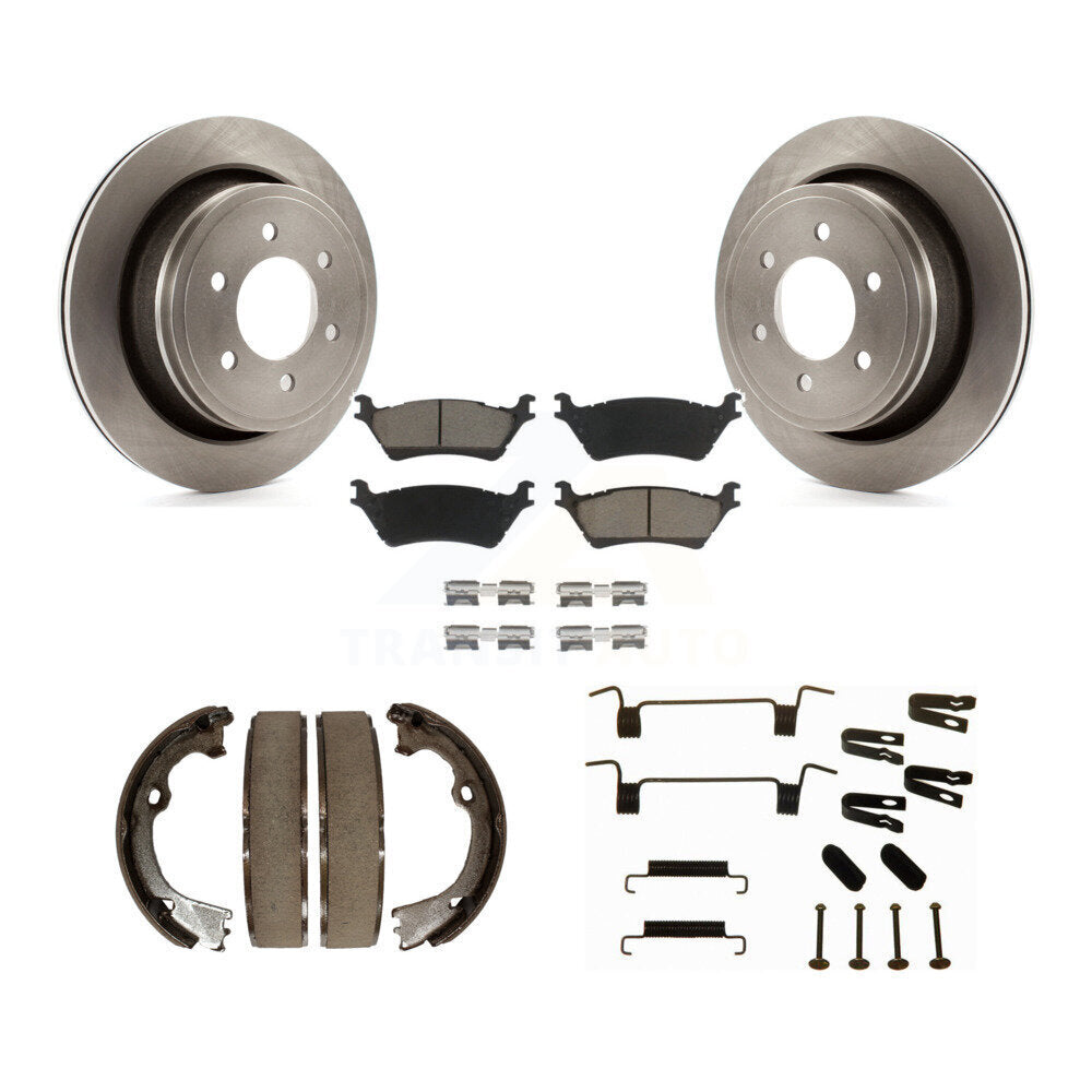 Rotors de disque arrière, plaquettes en céramique, chaussures de frein de stationnement et Kit de matériel pour Ford F-150