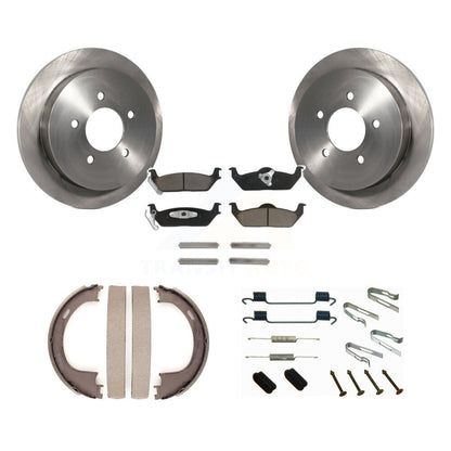 Rotors de disque arrière, plaquettes en céramique, chaussures de frein de stationnement et Kit de matériel pour Ford F-150