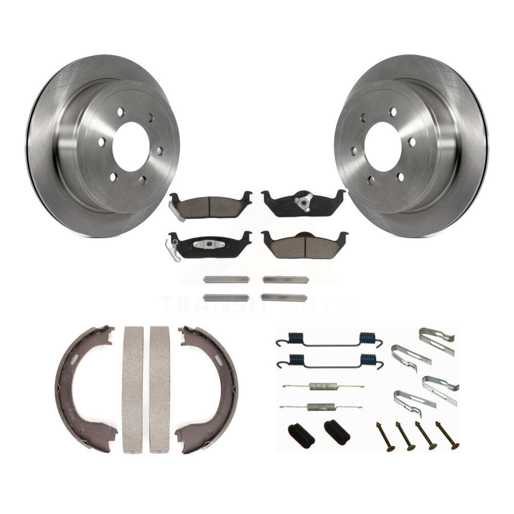 Rotors de disque arrière, plaquettes en céramique, chaussures de frein de stationnement et Kit de matériel pour Ford F-150