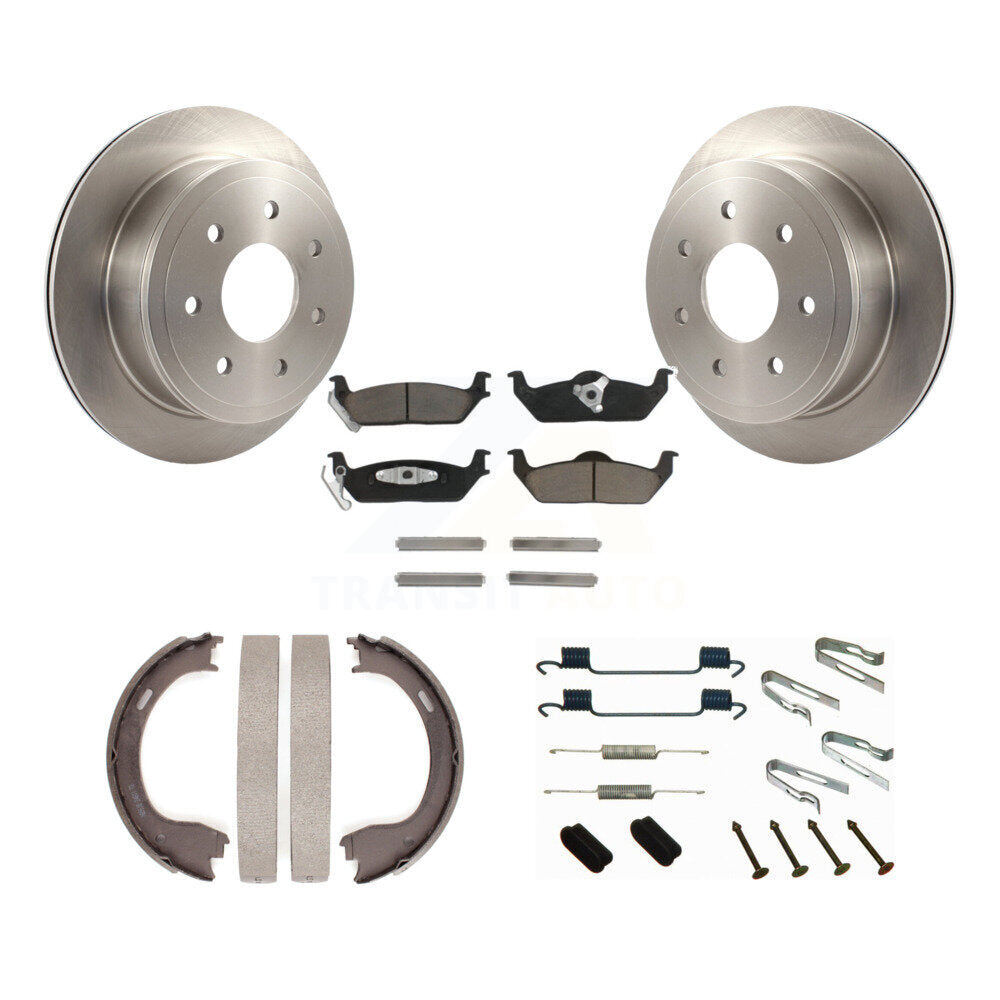Rotors de disque arrière, plaquettes en céramique, chaussures de frein de stationnement et Kit de matériel pour Ford F-150