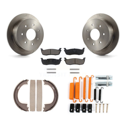 Rotors de disque arrière, plaquettes en céramique, chaussures de frein de stationnement et Kit de matériel pour Ford F-250