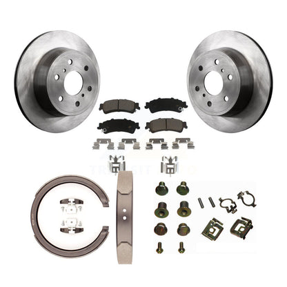 Rotors à disque arrière, plaquettes en céramique, chaussures de frein de stationnement et Kit de quincaillerie pour