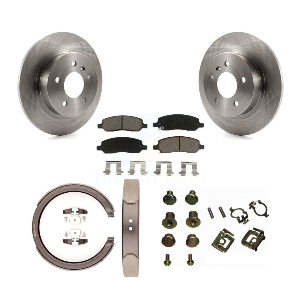 Kit de quincaillerie pour chaussures de frein de stationnement, Rotors à disque arrière, plaquettes en céramique, pour Cadillac DTS