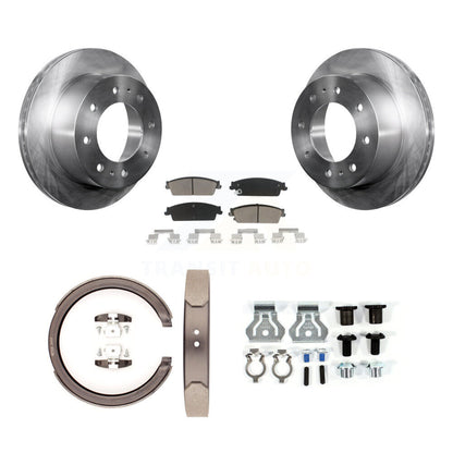 Rotors à disque arrière, plaquettes en céramique, chaussures de frein de stationnement et Kit de quincaillerie pour