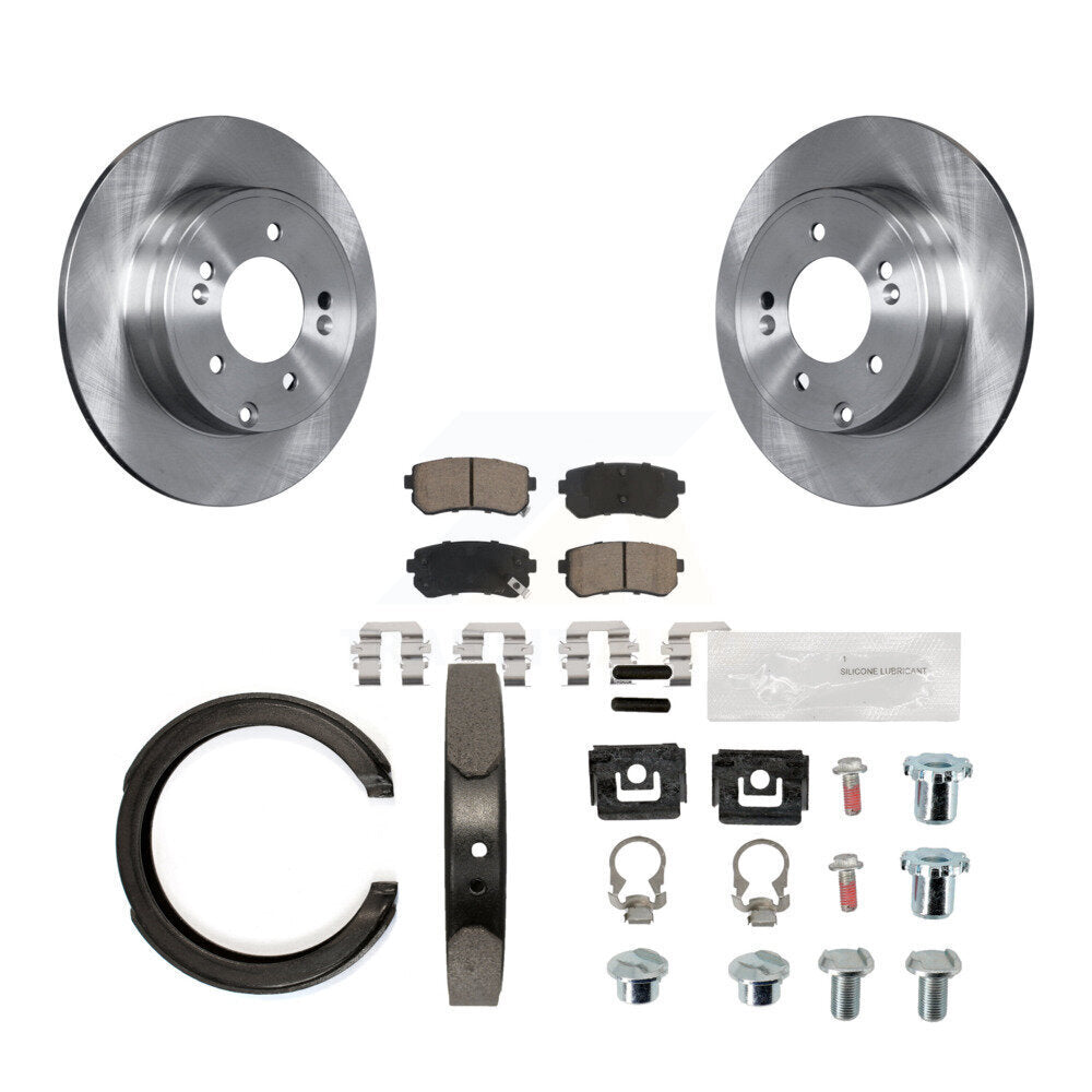 Rotors de disque arrière, plaquettes en céramique, chaussures de frein de stationnement et Kit de matériel pour Kia Optima