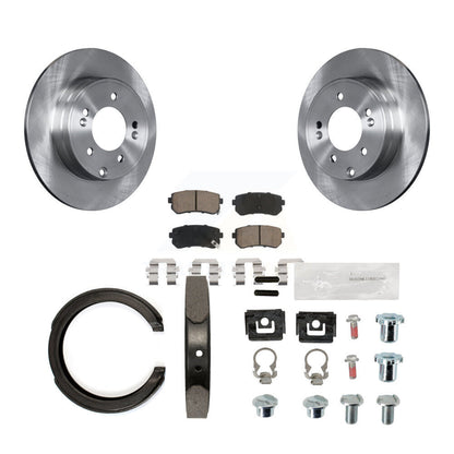 Rotors de disque arrière, plaquettes en céramique, chaussures de frein de stationnement et Kit de matériel pour Kia Optima