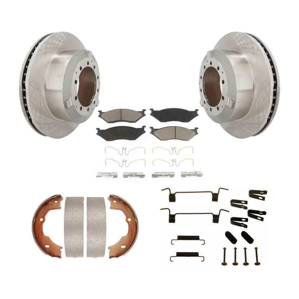 Rotors à disque arrière, plaquettes en céramique, chaussures de frein de stationnement et Kit de quincaillerie pour