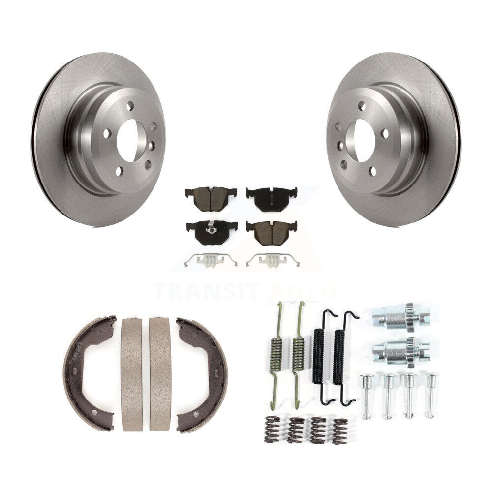 Rotors à disque arrière, plaquettes en céramique, chaussures de frein de stationnement et Kit de matériel pour BMW X5 X