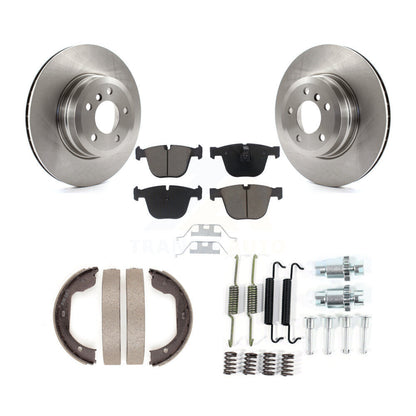 Rotors à disque arrière, plaquettes en céramique, chaussures de frein de stationnement et Kit de matériel pour BMW X5 X