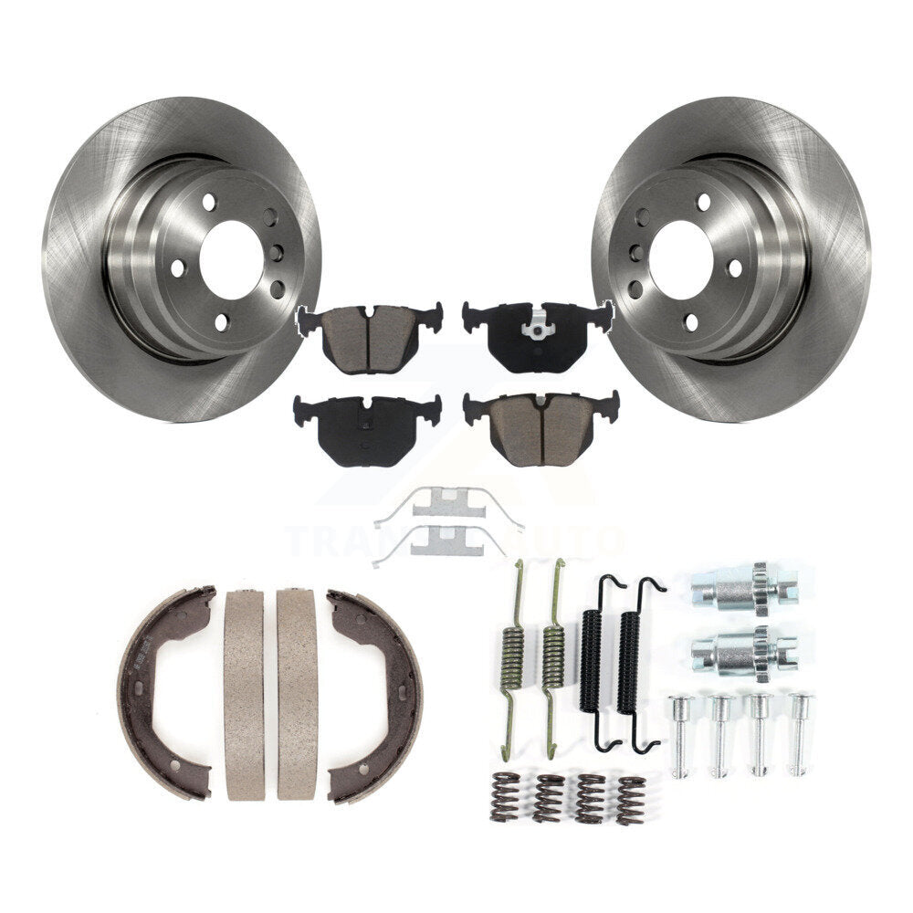 Disques arrière Rotors plaquettes en céramique chaussures de frein de stationnement et Kit de matériel pour BMW X5