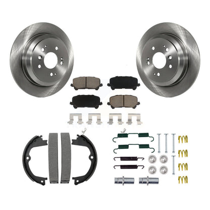 Rotors de disque arrière, plaquettes en céramique, chaussures de frein de stationnement et Kit de matériel pour Honda Pilo