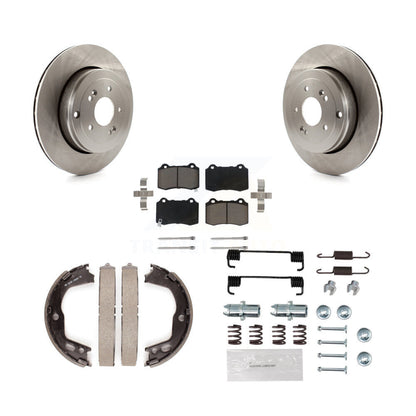 Rotors à disque arrière, plaquettes en céramique, chaussures de frein de stationnement et Kit de quincaillerie pour