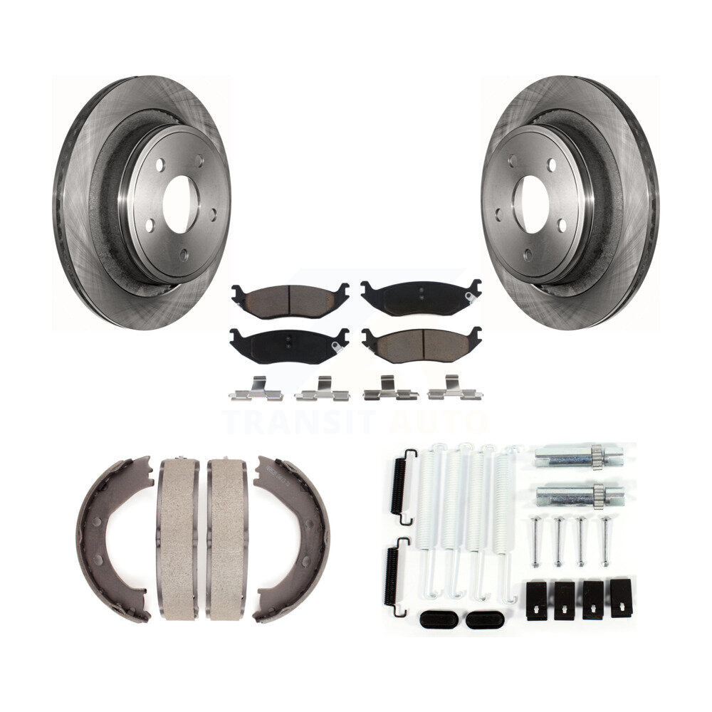 Rotors de disque arrière, coussinets en céramique, chaussures de stationnement et Kit de matériel pour Dodge Ram 1500