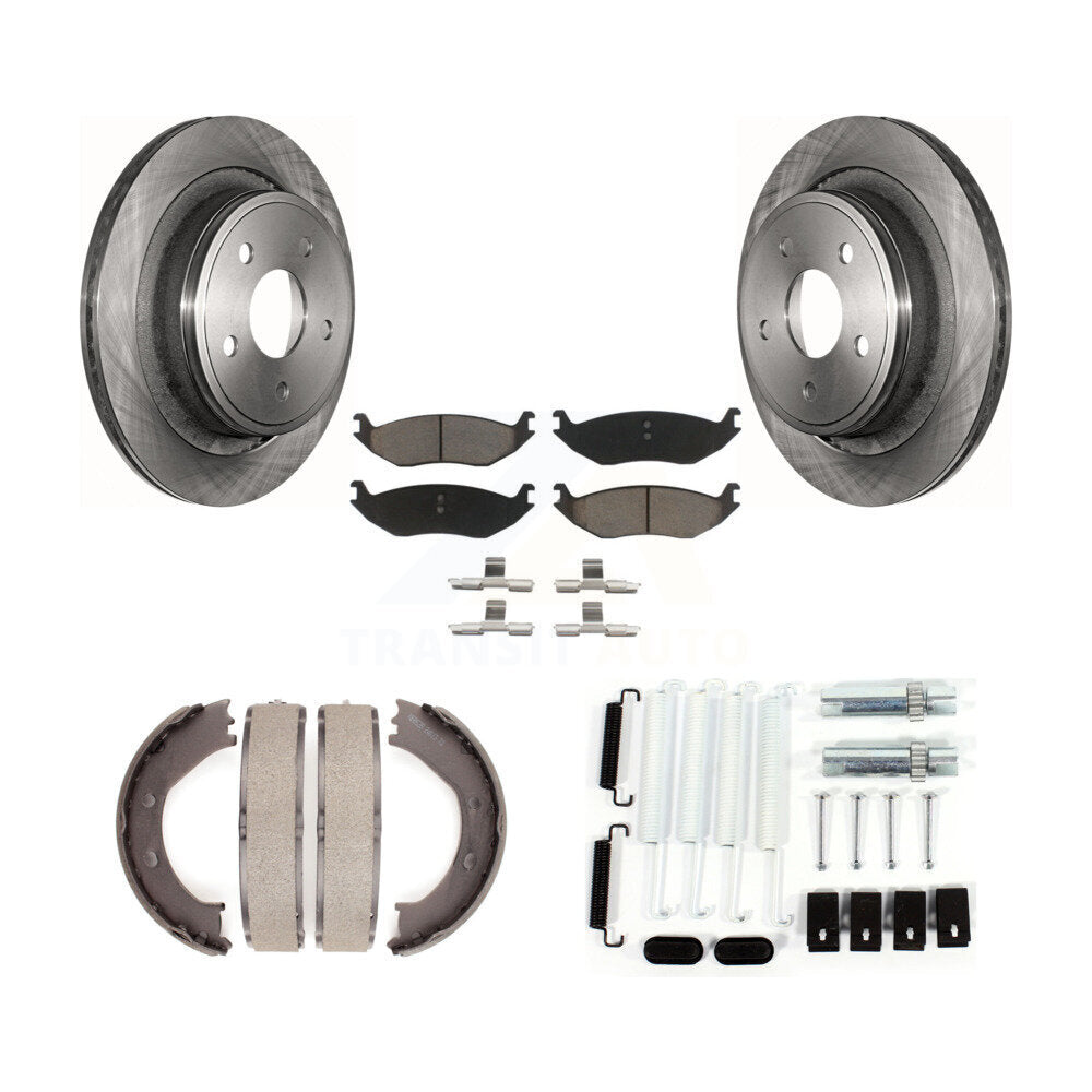 Rotors de disque arrière, coussinets en céramique, chaussures de stationnement et Kit de matériel pour Dodge Ram 1500
