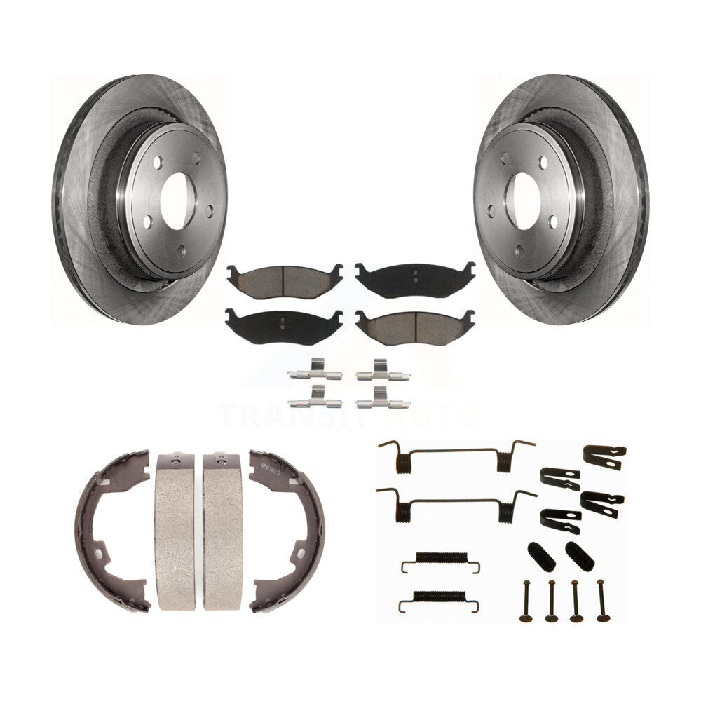 Rotors de disque arrière, coussinets en céramique, chaussures de stationnement et Kit de matériel pour Dodge Ram 1500