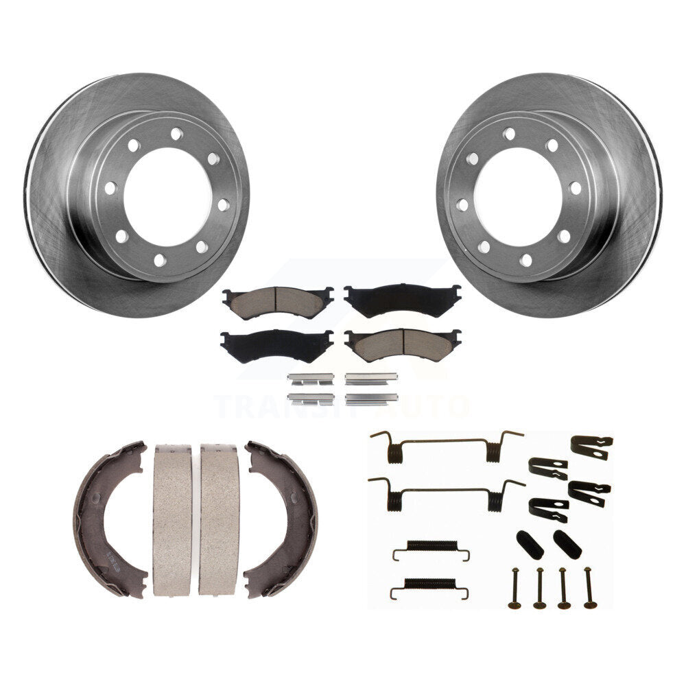 Kit de chaussures de stationnement et de matériel de stationnement, Rotors à disque arrière, tampons en céramique, pour Ford E-350 Super
