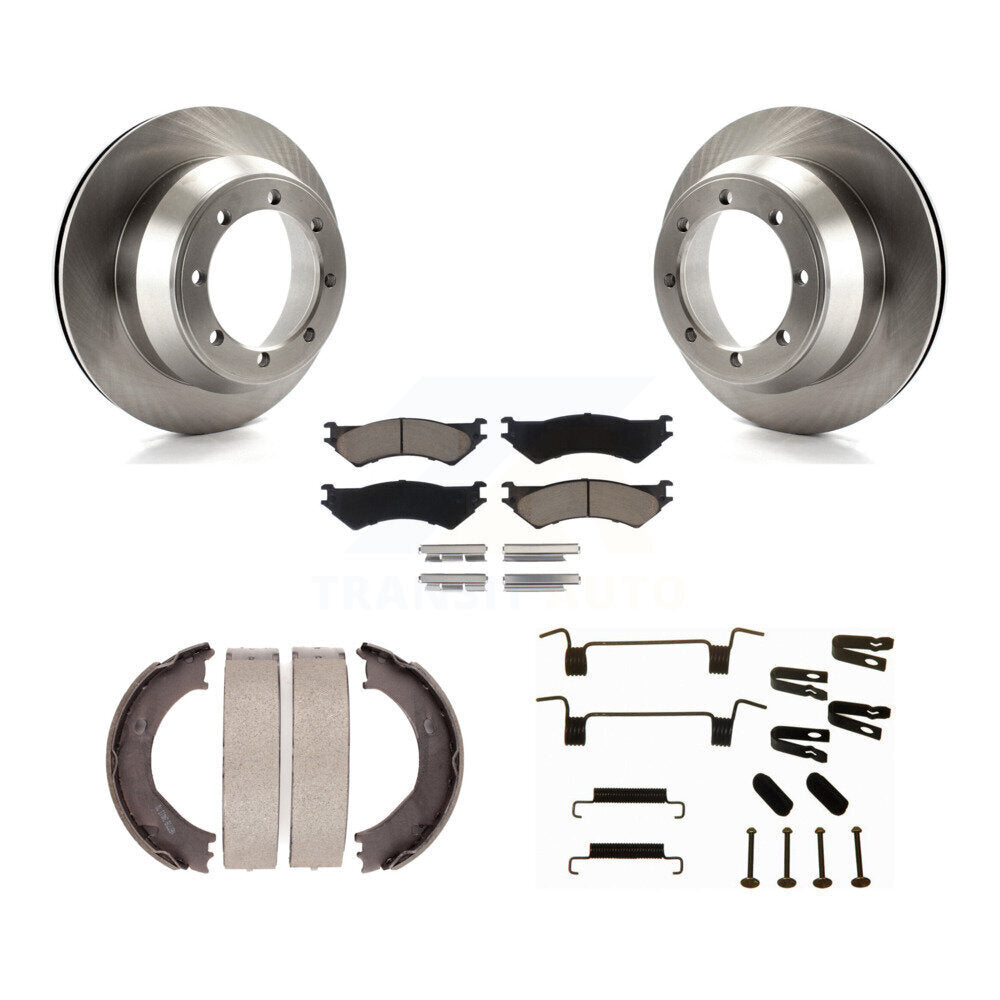 Kit de chaussures de stationnement et de matériel de stationnement, Rotors à disque arrière, tampons en céramique, pour Ford E-350 Super