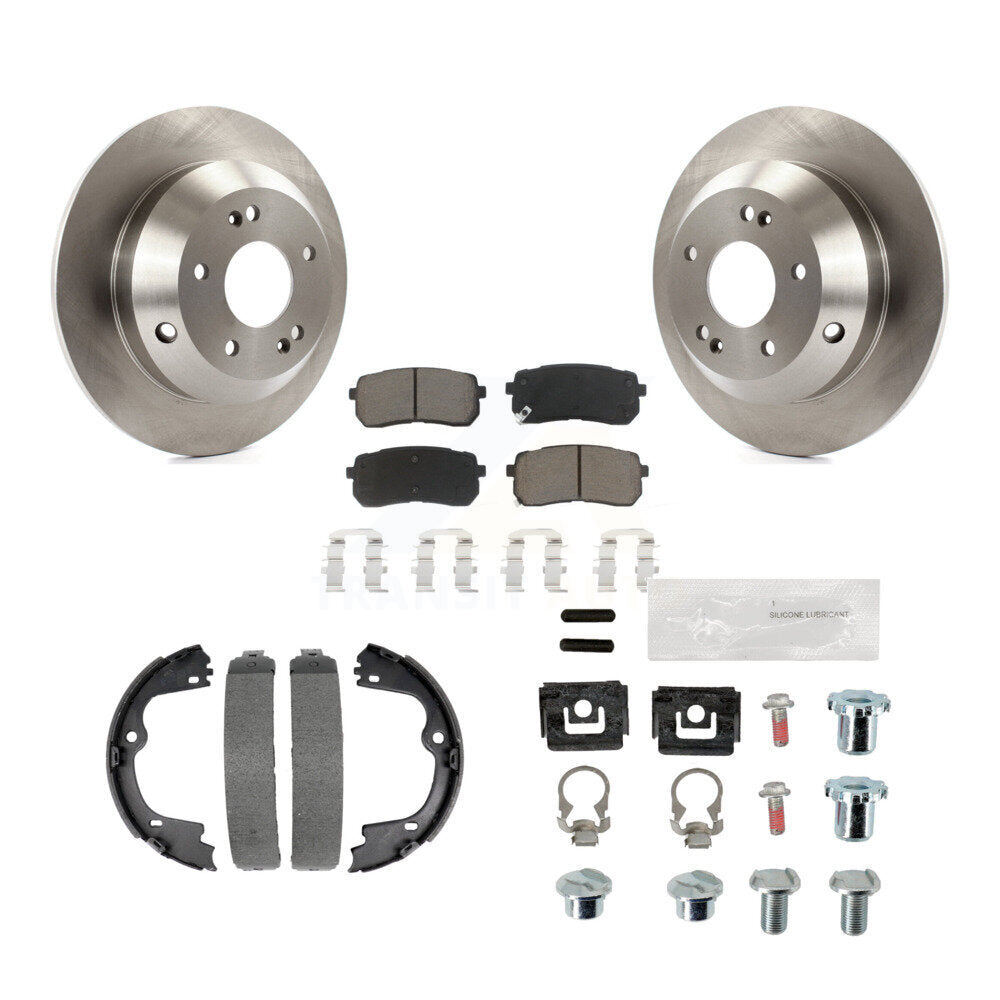 Rotors de disque arrière, plaquettes en céramique, chaussures de frein de stationnement et Kit de matériel pour Kia Sedona