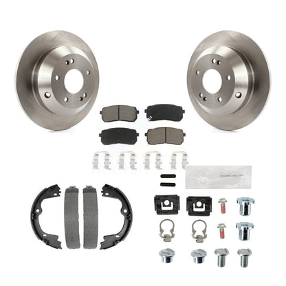 Rotors de disque arrière, plaquettes en céramique, chaussures de frein de stationnement et Kit de matériel pour Kia Sedona