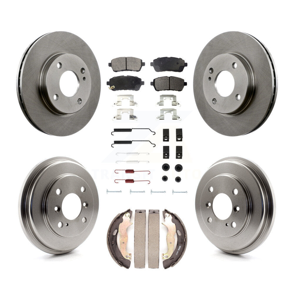 Rotor de frein à disque avant et arrière, plaquettes semi-métalliques et Kit de tambour (7 pièces) pour Ford Fiest