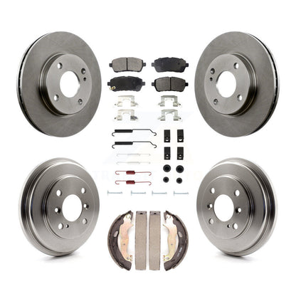 Rotor de frein à disque avant et arrière, plaquettes semi-métalliques et Kit de tambour (7 pièces) pour Ford Fiest