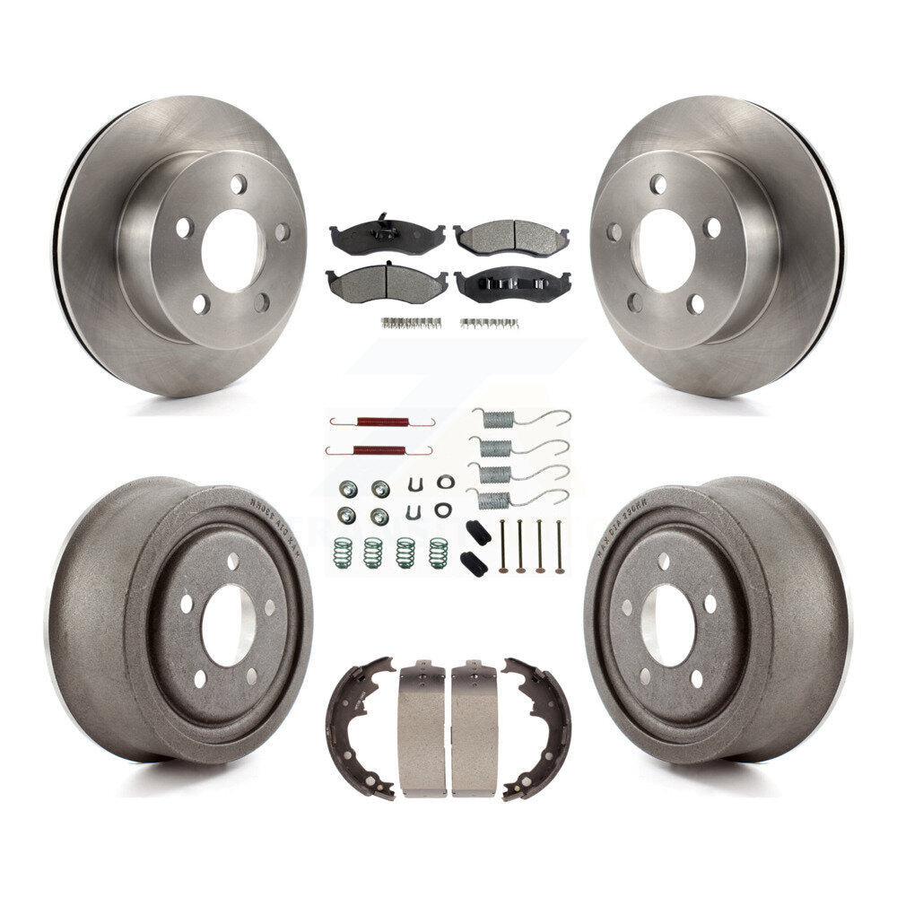 Rotor de frein à disque avant et arrière, Kit de plaquettes et de tambour semi-métalliques (7 pièces) pour Jeep Wrangle