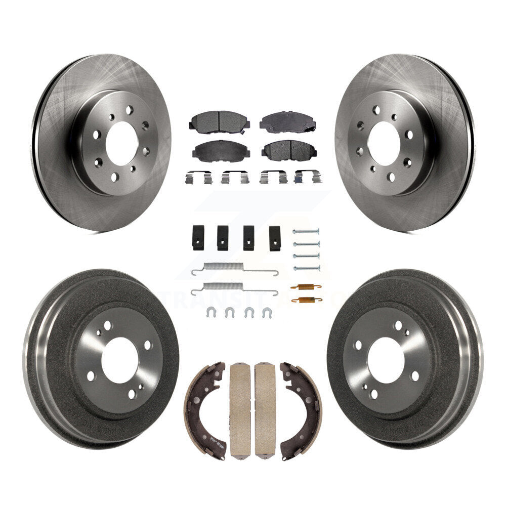 Rotor de frein à disque avant et arrière, Kit de plaquettes et de tambour semi-métalliques (7 pièces) pour Honda Civi
