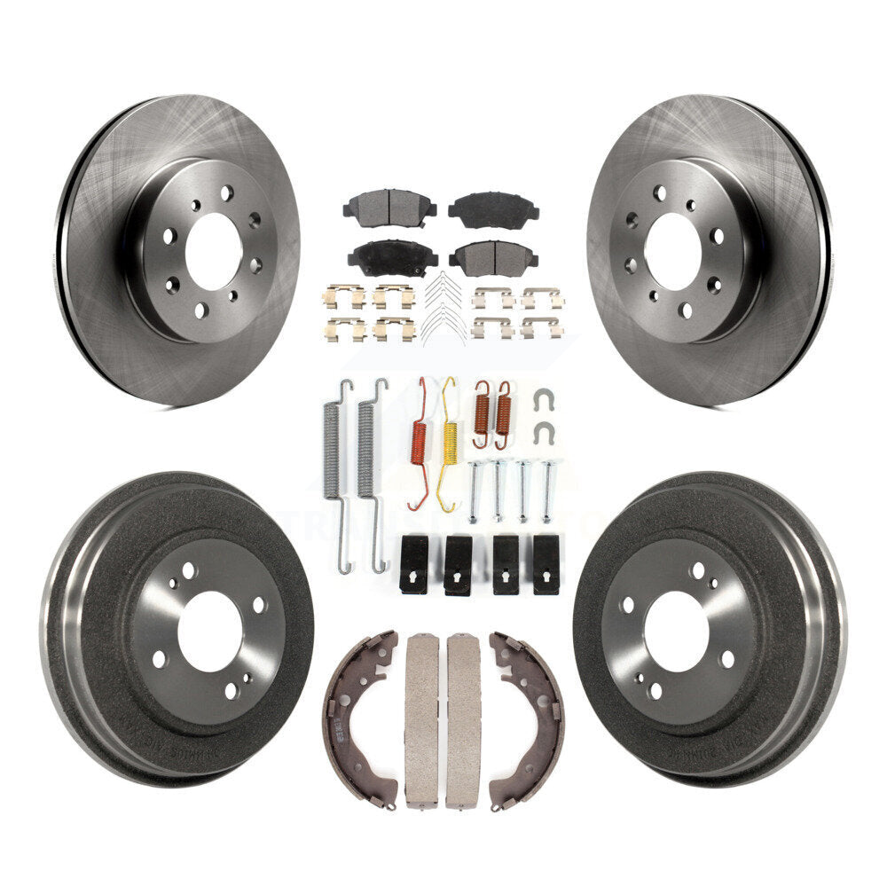 Rotors de frein à disque avant et arrière, plaquettes semi-métalliques et Kit de tambour (7 pièces) pour Honda Fi