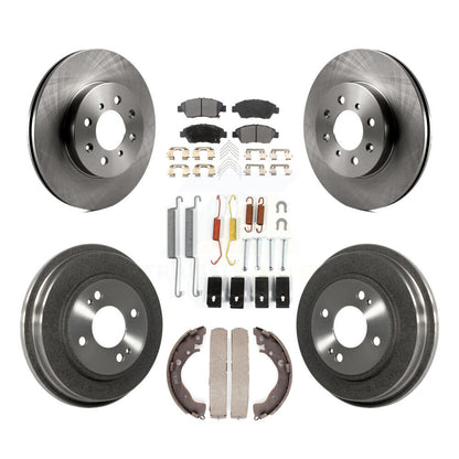 Rotors de frein à disque avant et arrière, plaquettes semi-métalliques et Kit de tambour (7 pièces) pour Honda Fi