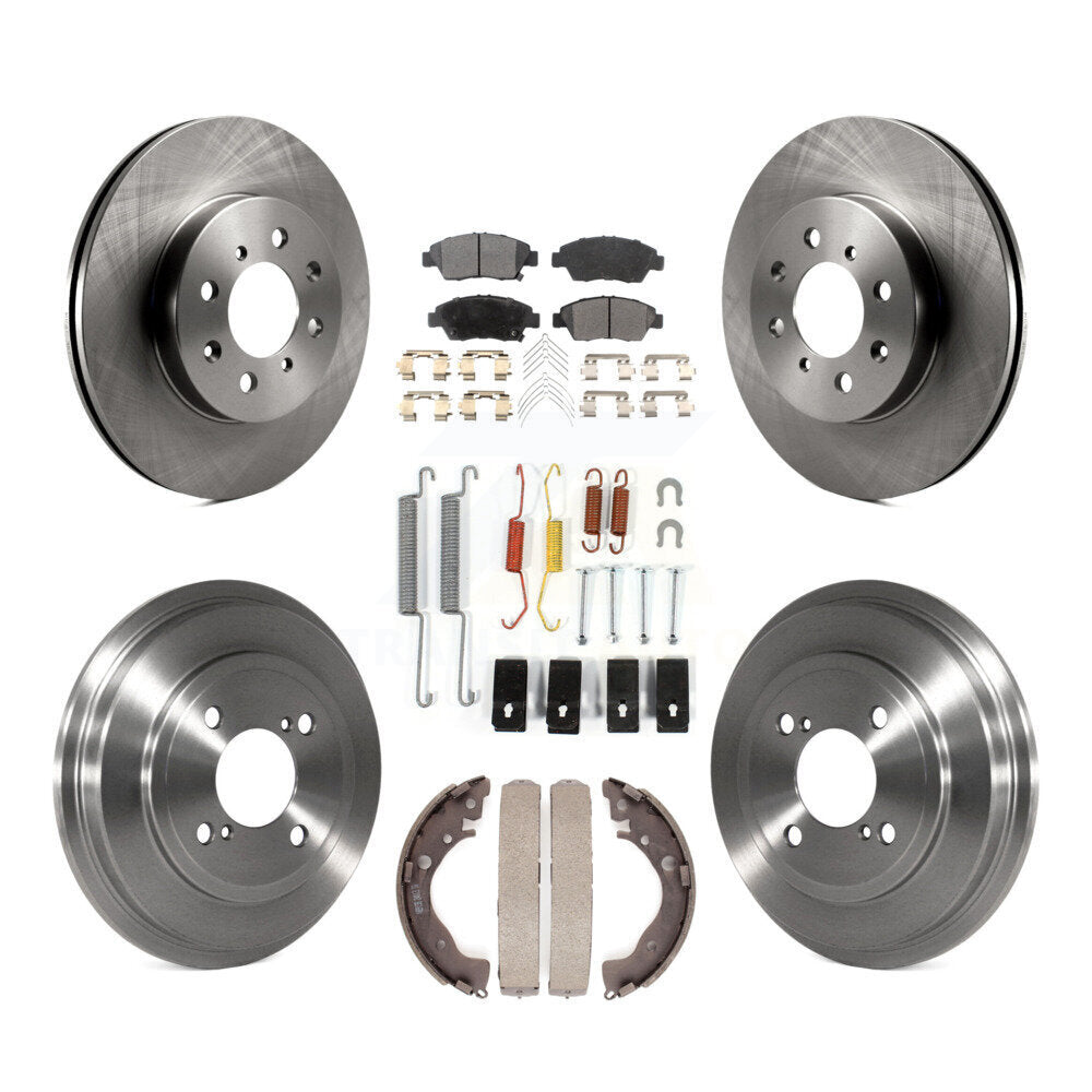 Rotors de frein à disque avant et arrière, plaquettes semi-métalliques et Kit de tambour (7 pièces) pour Honda Fi