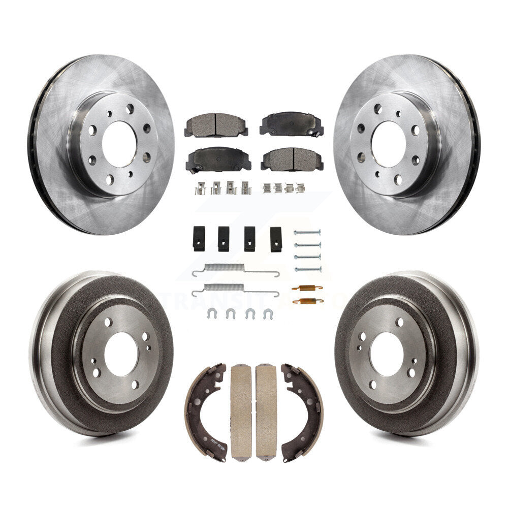 Rotor de frein à disque avant et arrière, Kit de plaquettes et de tambour semi-métalliques (7 pièces) pour Honda Civi