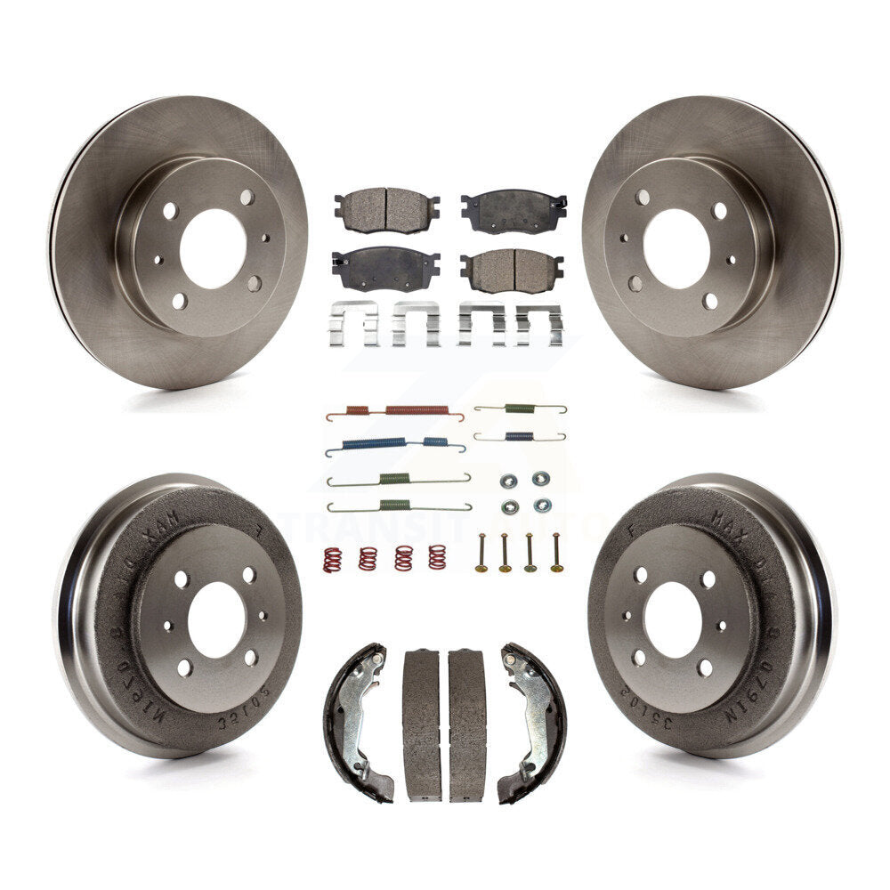 Rotors de frein à disque avant et arrière, Kit de tambour à plaquettes semi-métalliques (7 pièces) pour Hyundai Accen