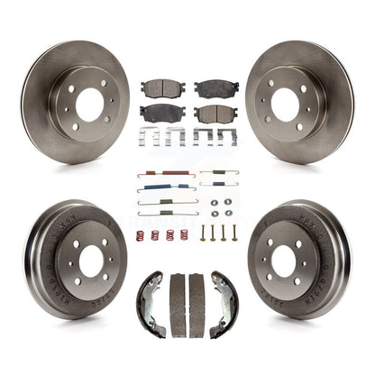 Rotors de frein à disque avant et arrière, Kit de tambour à plaquettes semi-métalliques (7 pièces) pour Hyundai Accen