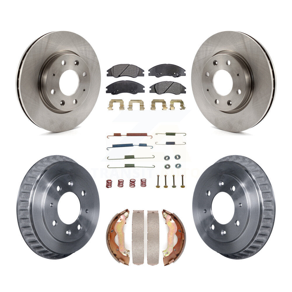 Rotor de frein à disque avant et arrière, Kit de plaquettes et de tambour semi-métalliques (7 pièces) pour Kia Spectr