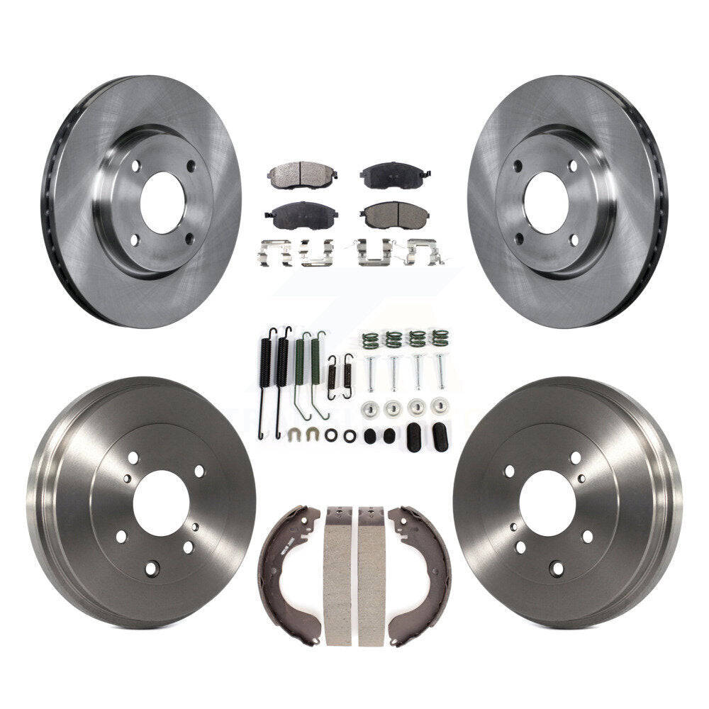 Rotors de frein avant et arrière, Kit de tambour à plaquettes semi-métalliques (7 pièces) pour Nissan Versa Sentr