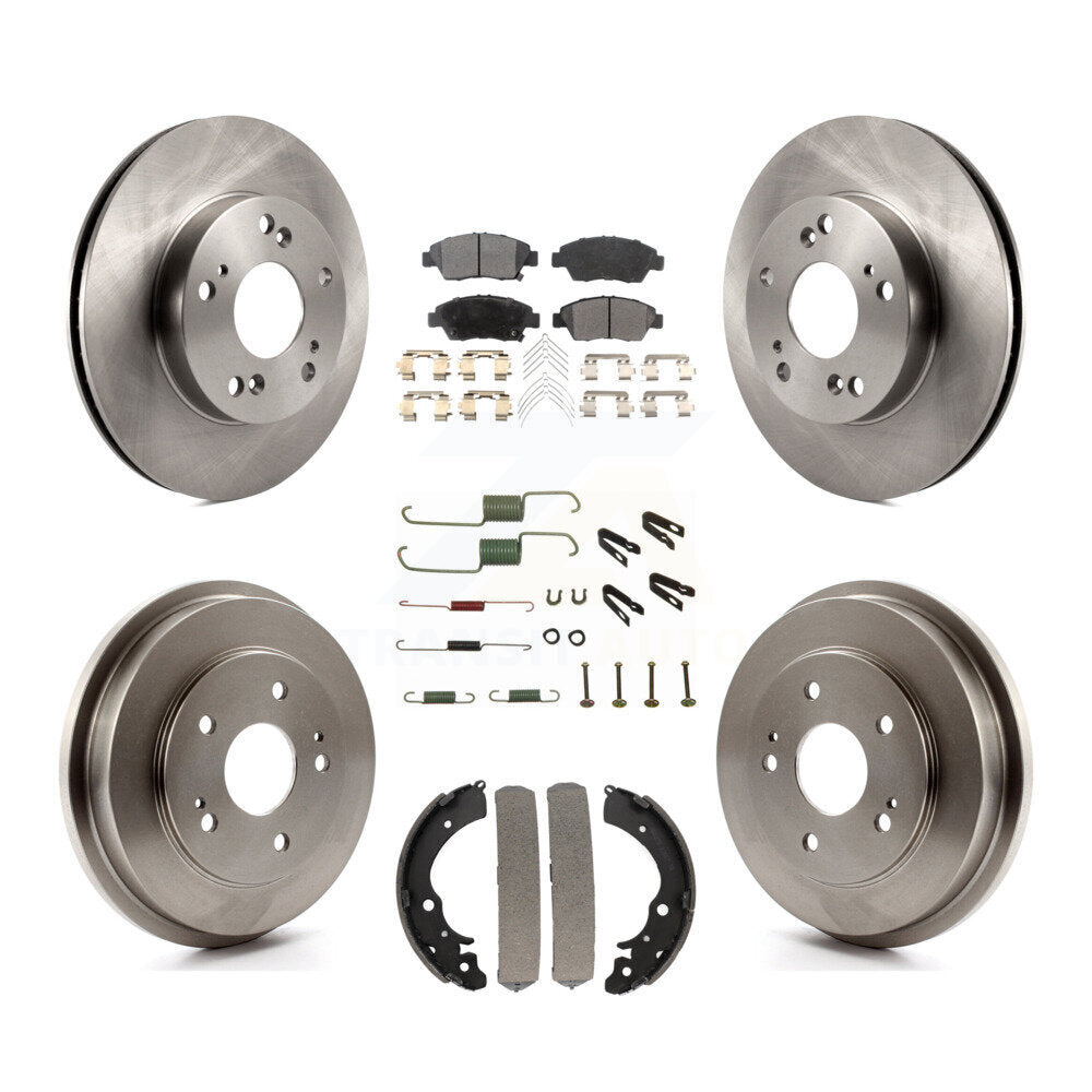 Rotor de frein à disque avant et arrière, Kit de plaquettes et de tambour semi-métalliques (7 pièces) pour Honda Civi