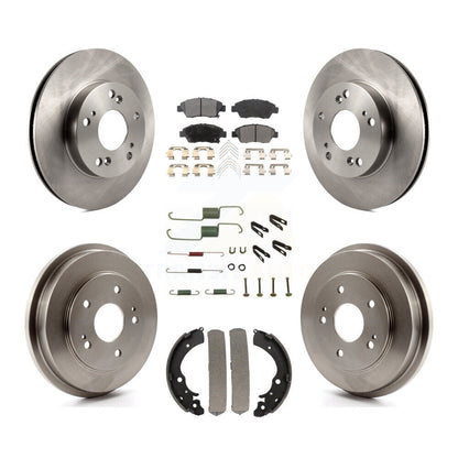 Rotor de frein à disque avant et arrière, Kit de plaquettes et de tambour semi-métalliques (7 pièces) pour Honda Civi