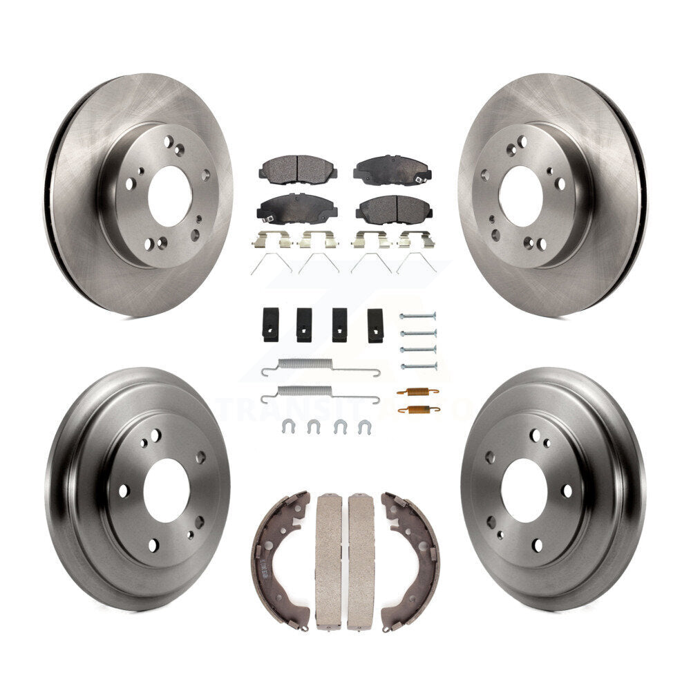 Rotor de frein à disque avant et arrière, Kit de plaquettes et de tambour semi-métalliques (7 pièces) pour Honda Civi