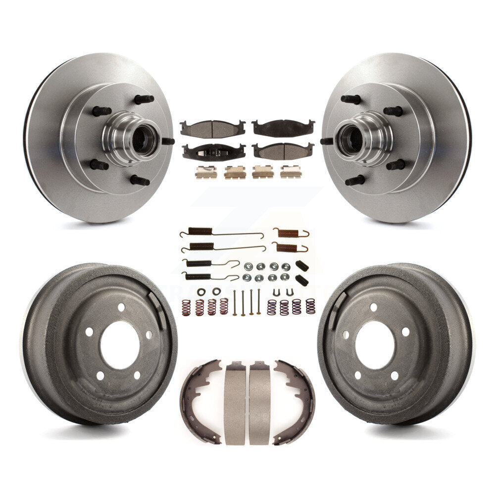 Kit de tambour à plaquettes semi-métalliques pour Rotor de frein avant et arrière (7 pièces) pour Ford E-150 Econolin