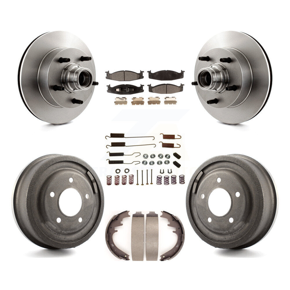 Kit de tambour à plaquettes semi-métalliques pour Rotor de frein avant et arrière (7 pièces) pour Ford E-150 Econolin