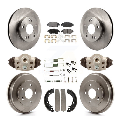 Rotor de frein à disque avant et arrière, Kit de plaquettes et de tambour semi-métalliques (9 pièces) pour Honda Civi