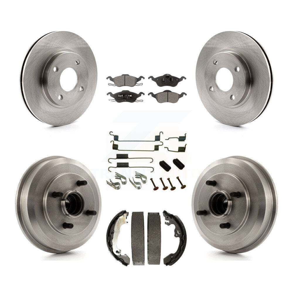 Rotors de frein à disque avant et arrière, Kit de plaquettes et de tambour semi-métalliques (7 pièces) pour Ford Focu