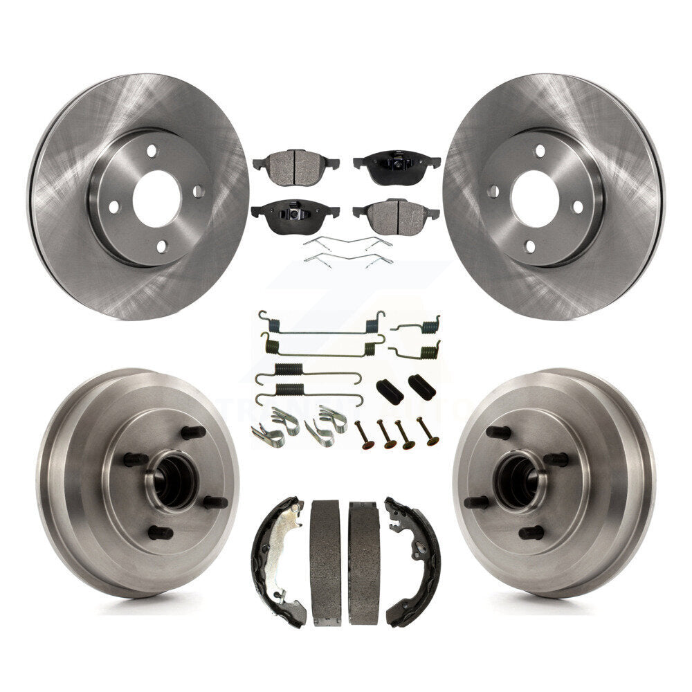 Rotors de frein à disque avant et arrière, Kit de plaquettes et de tambour semi-métalliques (7 pièces) pour Ford Focu