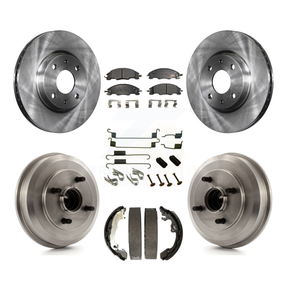 Rotors de frein à disque avant et arrière, Kit de plaquettes et de tambour semi-métalliques (7 pièces) pour Ford Focu