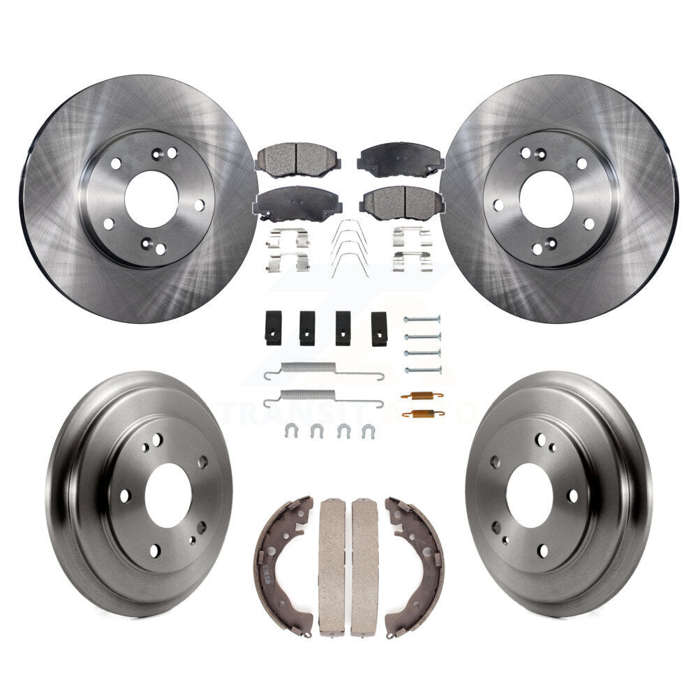 Rotor de frein à disque avant et arrière, Kit de plaquettes et de tambour semi-métalliques (7 pièces) pour Honda Civi