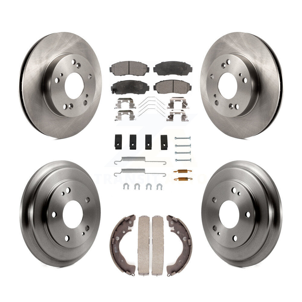Rotor de frein à disque avant et arrière, Kit de plaquettes et de tambour semi-métalliques (7 pièces) pour Honda Civi