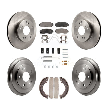Rotor de frein à disque avant et arrière, Kit de plaquettes et de tambour semi-métalliques (7 pièces) pour Honda Civi