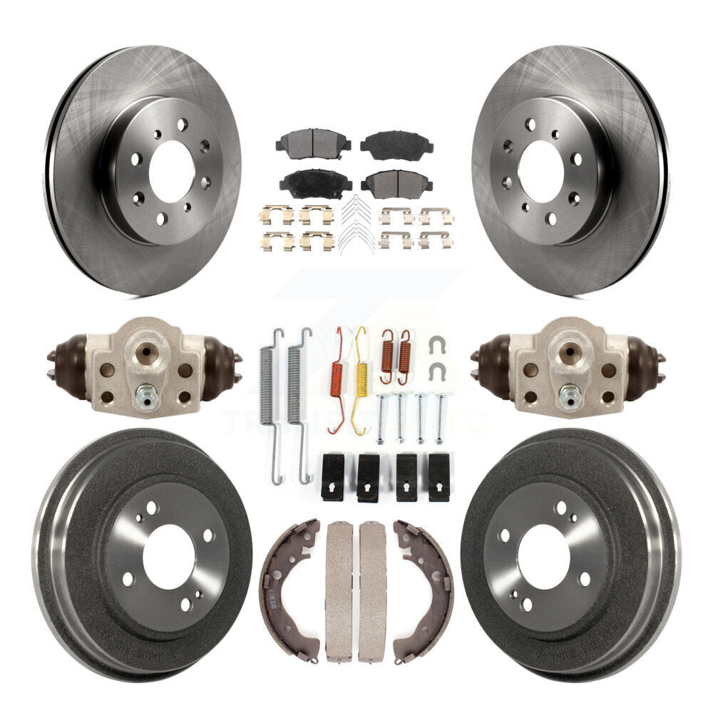 Rotors de frein à disque avant et arrière, plaquettes semi-métalliques et Kit de tambour (9 pièces) pour Honda Fi