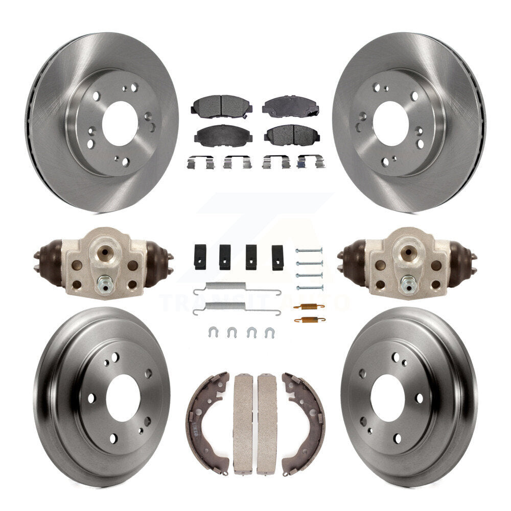 Rotor de frein à disque avant et arrière, Kit de plaquettes et de tambour semi-métalliques (9 pièces) pour Honda Civi