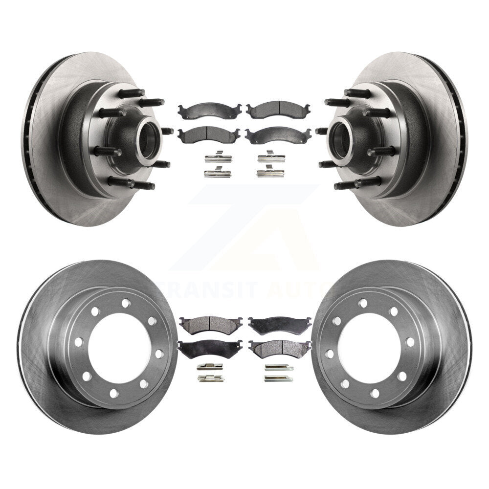 Kit de rotor de frein avant et arrière et plaquettes semi-métalliques pour Ford E-350 Super Duty E-25